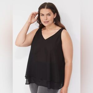 Lane Bryant Black Swing Double-Layer Chiffon Tank Size 24